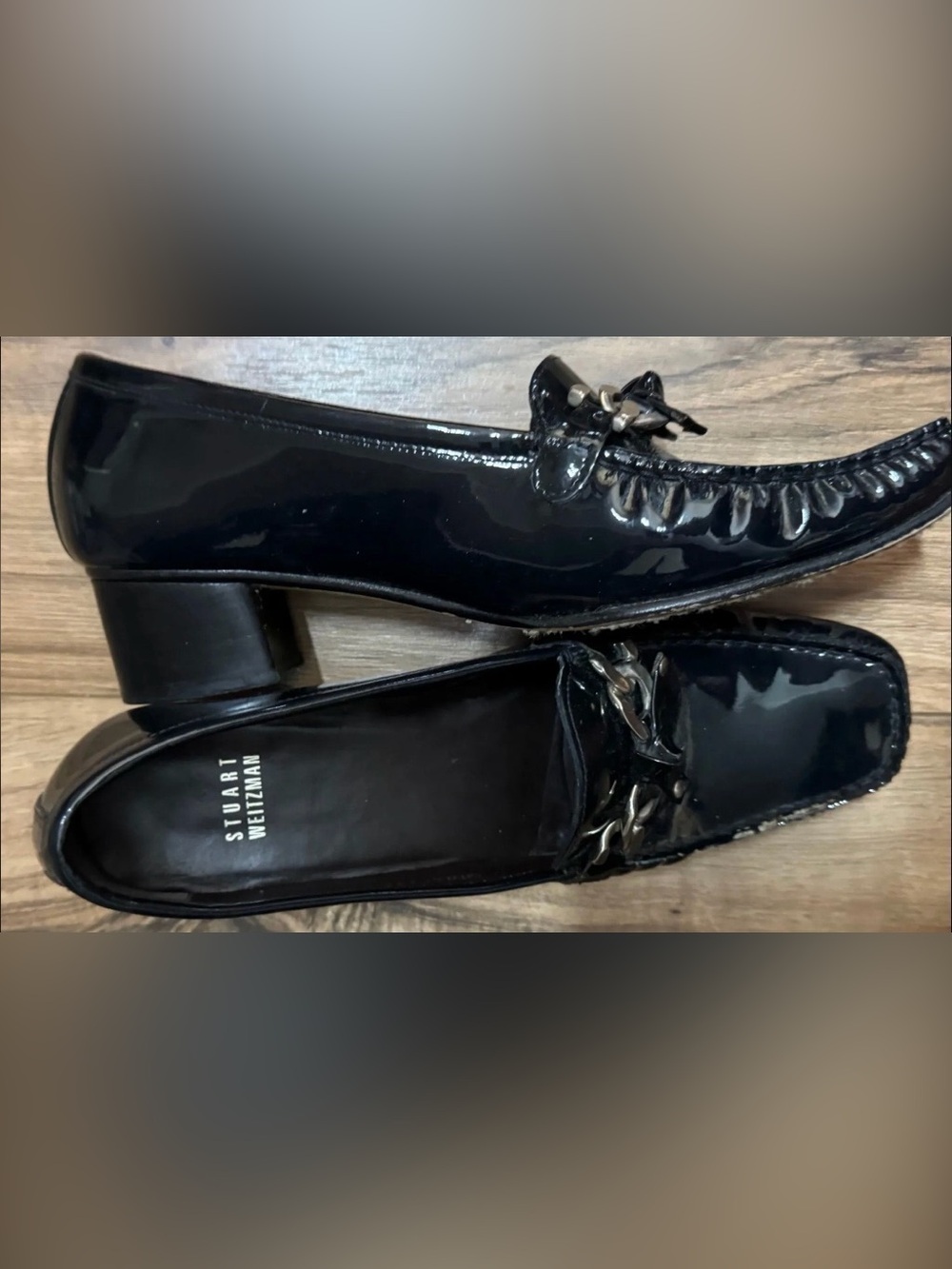 Stuart Weitzman black patent leather mule heel shoes women’s 8